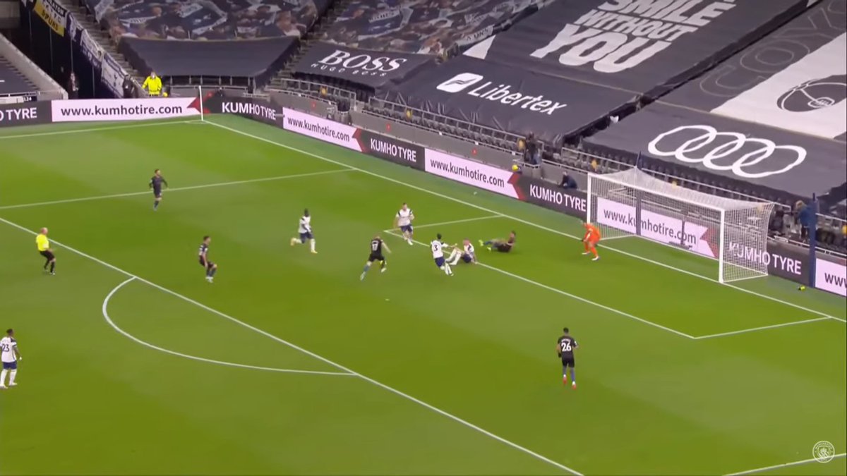 and linking up with the wingers and Tammy. city used that to cause Spurs loads of problems in the first half using combinations between Jesus, Debruyne, silva and Cancelo and almost scored though it at times if not for Jesus blocking Debruyne's shot.