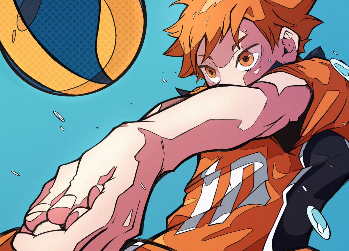 male focus 1boy orange eyes sportswear solo volleyball uniform orange hair  illustration images