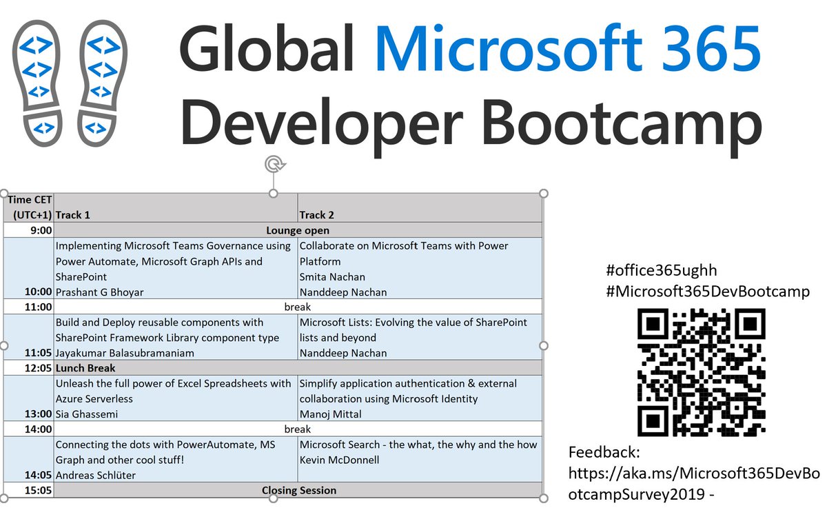 AtholyMardies's tweet photo. Please be aware that we needed to switch
@DerSia and @MSCloud_Pro
#sessions at the end of Track 1 - unfortunately, #meetup does not allow to update now, so I added the pictures here
My apologies for the inconvenience!
#microsoft365devbootcamp #office365ughh #bootcamp #agenda https://t.co/mdttsa5jMo