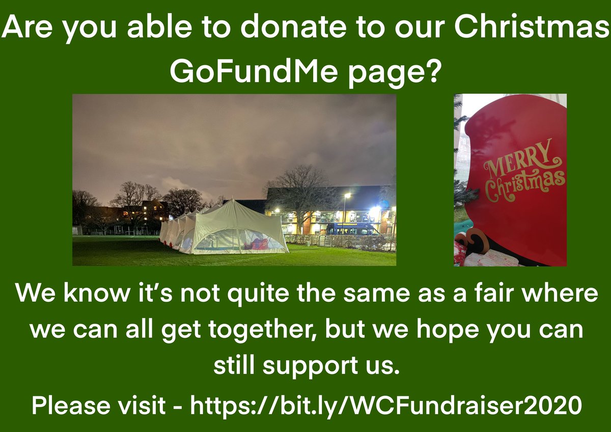 Good Morning, 
bit.ly/WCFundraiser20… -A week today would have been our Christmas Fair, but unfortunately after the rollercoaster ride of 2020, this isn’t possible. We have a crowdfunding page open for anybody who wishes to donate any monies that they may have spent at the fair.