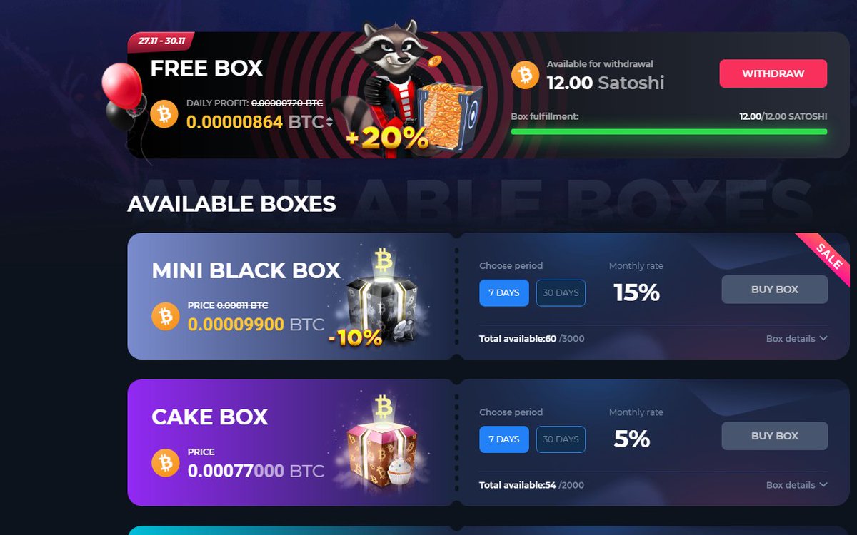 Fury scatters Bitcoins! Up to 864 Satoshi
Black Friday - perfect time to stock up on more crypto!
20% Free #BTC boost
Every 20 min: rewards arrow 12 Satoshi
Daily: 0.00000720 Rightwards arrow 0,00000864
#trx #cryptocurrency #btc #bitcoin #blockchain https://t.co/TRVXy1SPQU