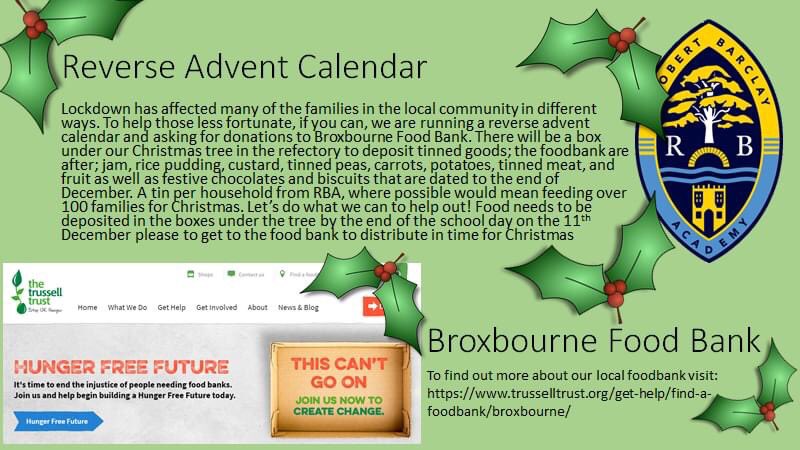 RBAwellbeing's tweet photo. @RBAcad we are helping those less fortunate than us #community #christmas #foodbank #ReverseAdventCalendar https://t.co/qOXhXrTRak