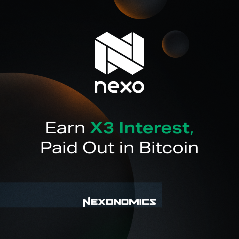 Nexo's tweet photo. BTC BTC BTC

You’re not seeing triple. This is not a glitch. The year is 2020, the month is December and it’s time to Earn X3 in BTC.

This month, get triple interest paid in Bitcoin with Nexo!

 #X3inBTC #n3Xo  #Nexonomics #tokenUp