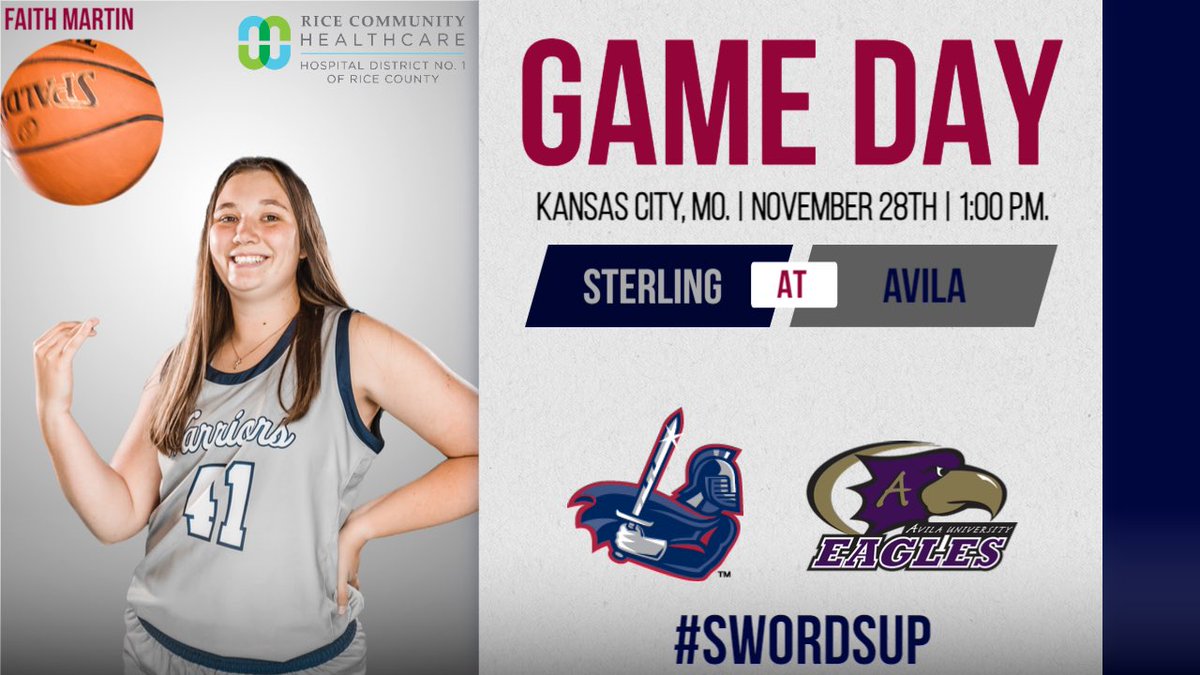 SterlingCSports's tweet photo. GAMEDAY! @SCWarriorWBB is in action today at Avila University in Kansas City, facing off against the Eagles at 1PM! Watch LIVE: https://t.co/z67QHXnDGE #swordsup #kcacwbb ⚔️🏀 https://t.co/BEbn6bGGK2