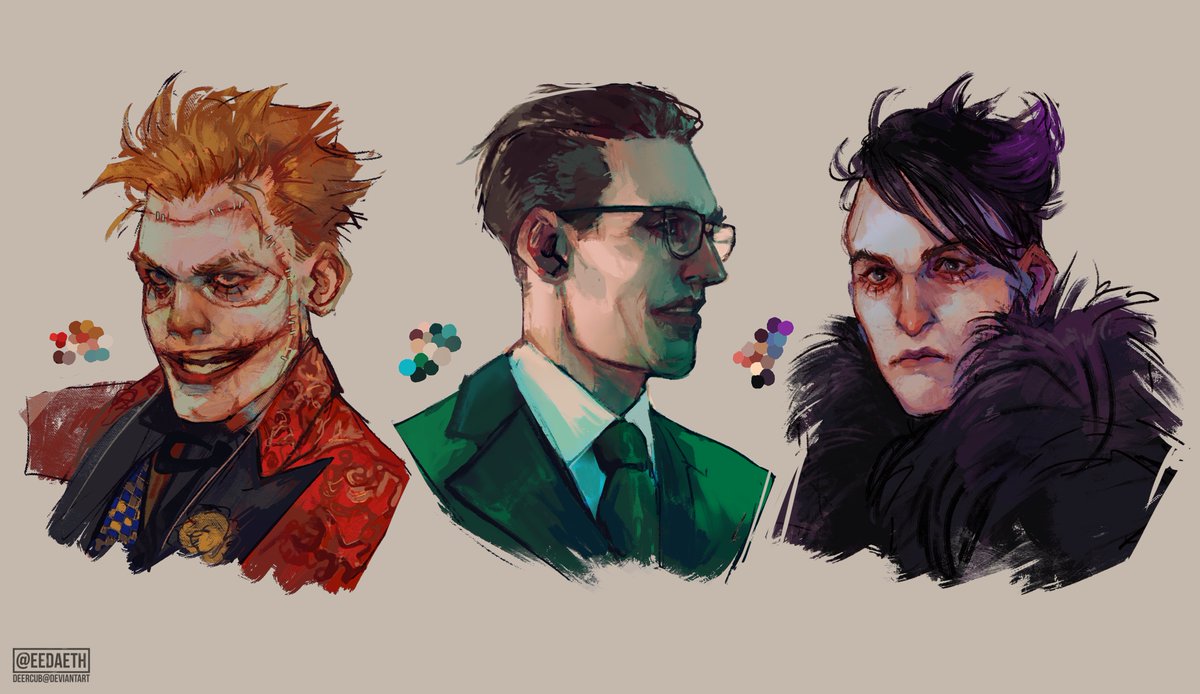 cl0wn_thing's tweet photo. As a lazy asshole I wanna reduce my drawing time, soO Ive decided to set a 30 min max time limit to do some quick #Gotham  portraits and see if I can even do it. AND BOOM I CAN. I scribble erratically anyway so just had to up the speed. Let's see if I can push it further, eh?⏲️ https://t.co/9oIKcmP8I6