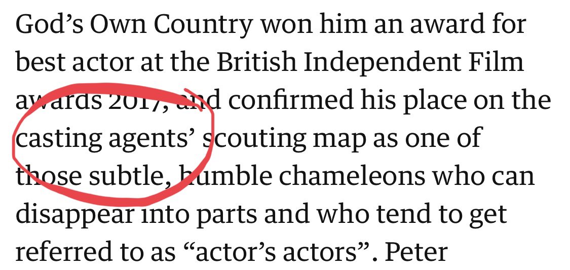 Dear <a href="/guardian/">The Guardian</a> &amp; <a href="/tomlamont/">Tom Lamont</a> 

Re: today’s Josh O’Connor interview

PLEASE stop using the meaningless term “casting agents.” Films &amp; TV are cast by “casting directors” whilst ”agents” are totally separate professionals who represent actors, find them work, negotiate contracts etc.