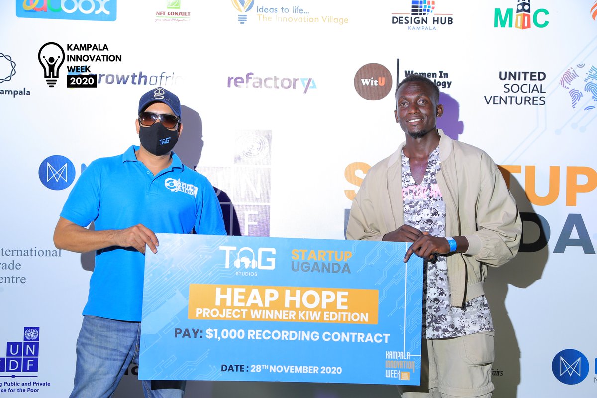 talentafrica's tweet photo. Congratulations to @RaedaKing upon emerging as the winner of the Heap Hope project #KIW2020 edition , he gets to have a recording contract worth $1000 for a 3EP by @tagstudiosug in partnership with @StartupUganda_ . 

CC : @naviomusic @kellamckenzie @richardzulu https://t.co/ffEIvOWkh6