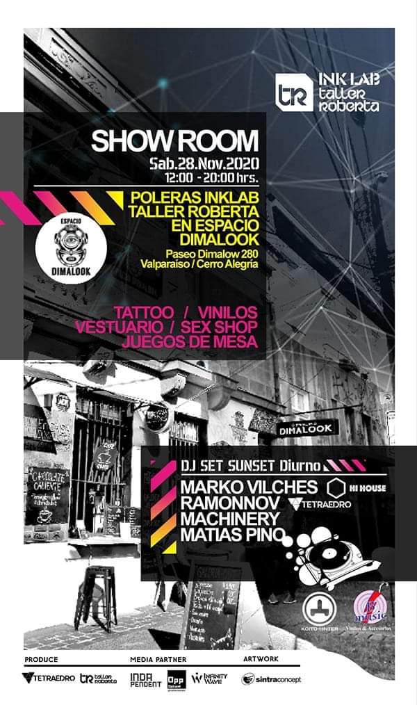 VictorGuarachiL's tweet photo. HOY 🎧👕🎛️
#FelizSábado redes sociales de Valparaíso, Viña del Mar y Concón
SHOWROOM
inauguración de Poleras #InkLab by #TallerROBERTA en #BmusicDisquería #EspacioDimalook
#DjSet #DjRamonnov y #Djs amigos
#ArtWork #SintraConcept
#IndaPendent
#Tetraedro
#BuenSábado RRSS CHILE https://t.co/sjmcnEgtHM