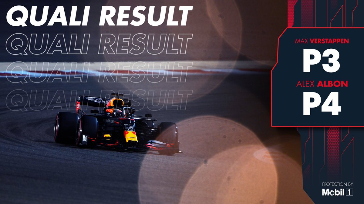 redbullracing's tweet image. Qualifying result #BahrainGP 🇧🇭🏁: HAM, BOT, Max P3 💪, Alex P4 👊, PER, RIC, OCO, GAS, NOR, KVY. #F1