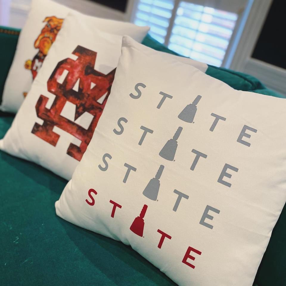 RedBirdPaper's tweet image. #HailState pillows now available! Inserts sold separately. $24 cover + $10 insert - USE CODE GOBBLEGOBBLE for 30% off the ENTIRE redbirdpaper.com site!