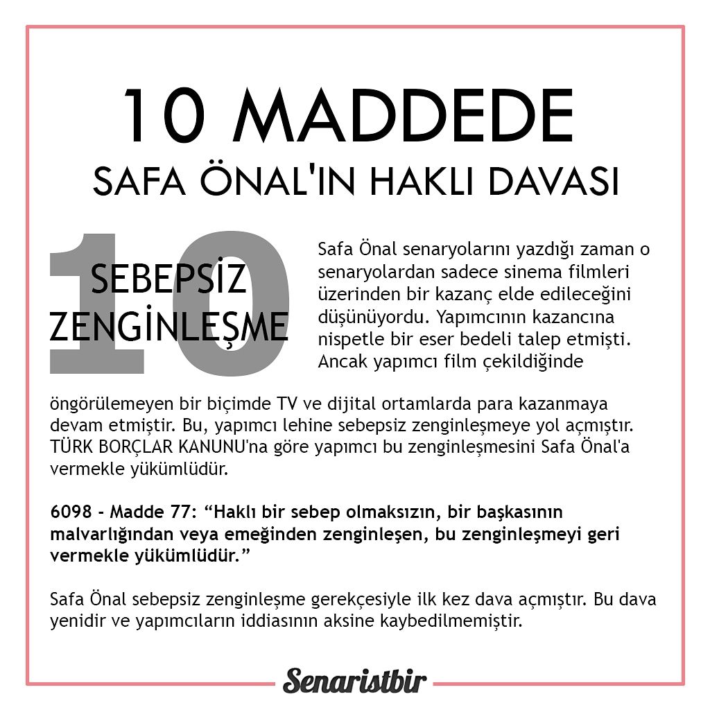 SenaristBir (@senaristbir) on Twitter photo 10 maddede Safa Önal'ın haklı davası #safaönal #telifhakları #telifertelenemez <a href="/safaonal1/">safa önal</a> <a href="/MehmetErsoyTR/">Mehmet Nuri Ersoy</a> <a href="/TCKulturTurizm/">T.C. Kültür ve Turizm Bakanlığı</a> <a href="/SinemaGenelMd/">Sinema Genel Müdürlüğü</a> 10 maddede Safa Önal'ın haklı davası #safaönal #telifhakları #telifertelenemez <a href="/safaonal1/">safa önal</a> <a href="/MehmetErsoyTR/">Mehmet Nuri Ersoy</a> <a href="/TCKulturTurizm/">T.C. Kültür ve Turizm Bakanlığı</a> <a href="/SinemaGenelMd/">Sinema Genel Müdürlüğü</a>
