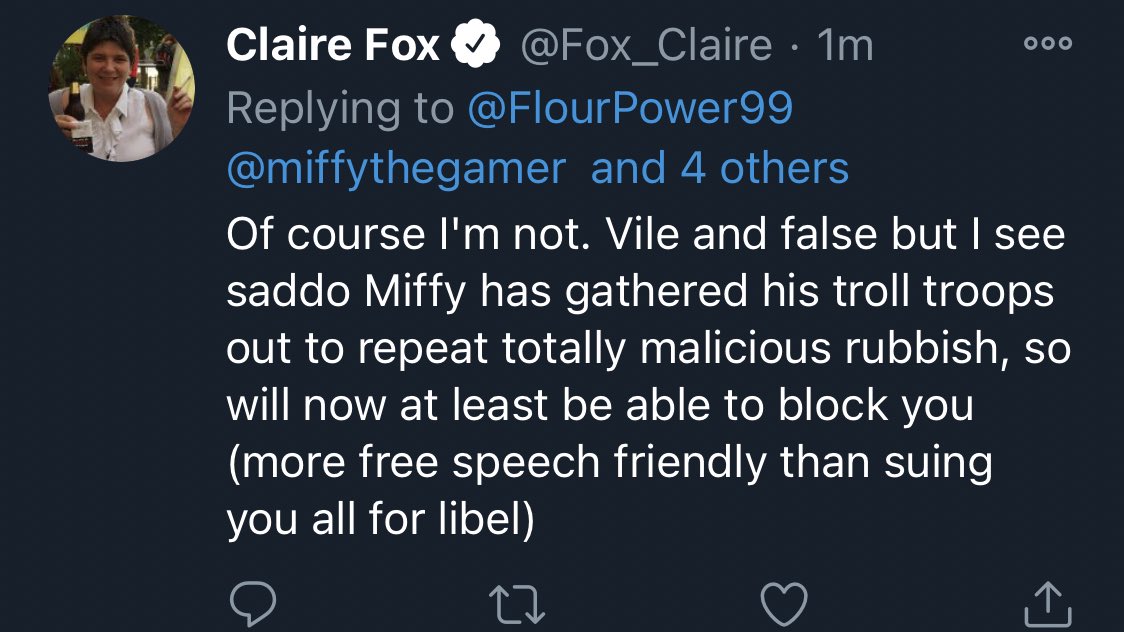 She seems to believe I have Svengali-like powers over the people I follow & who follow me back, as though folks are just mindless drones. It’s also a bit sad the only response she has to critics who call out her disgusting views is to label them “trolls”. (1/3)