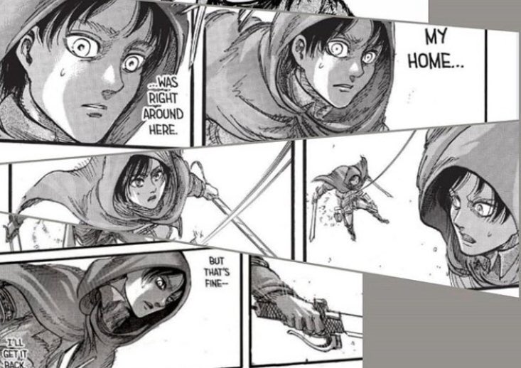 3/ Mikasa is his home• «I will take it back» he was ready to build a new life with her in their home,that's when it becomes obvious there is no one else he wants to spend the rest of his life with, it's only her. •Isayama confirms «home» is the nature of their relationship.