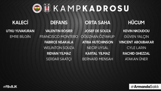 🚨Beşiktaş’ın kamp kadrosu belli oldu👇
Kadroda olmayan isimler:
👤Domagoj Vida
👤Adem Ljajic
👤Ersin Destanoğlu
👤Dorukhan Toköz
👤Gökhan Töre
👤Hasic https://t.co/tCS23HDp6q