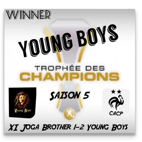 Trophée des champions Saison 5 

XI JOGA BROTHER 1-2 YOUNG BOYS

Félicitations à Young Boys pour leur victoire
