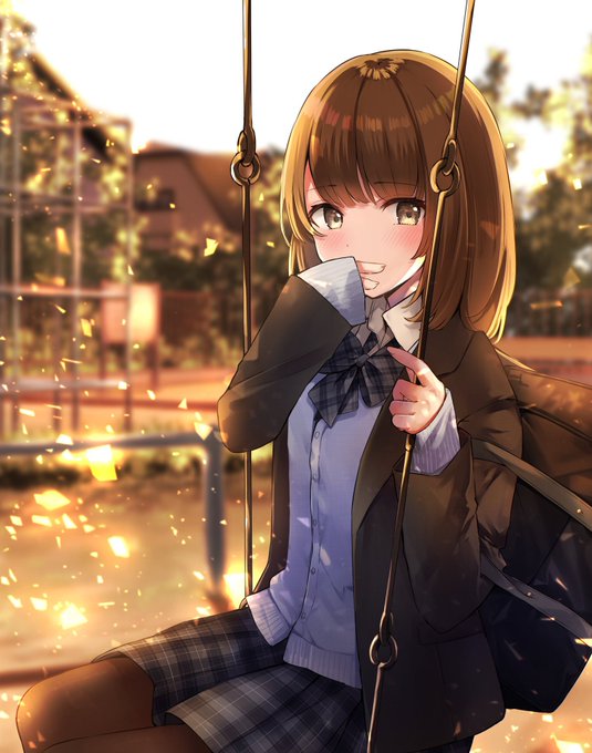 照れると口元隠しちゃう黒タイツちゃん 