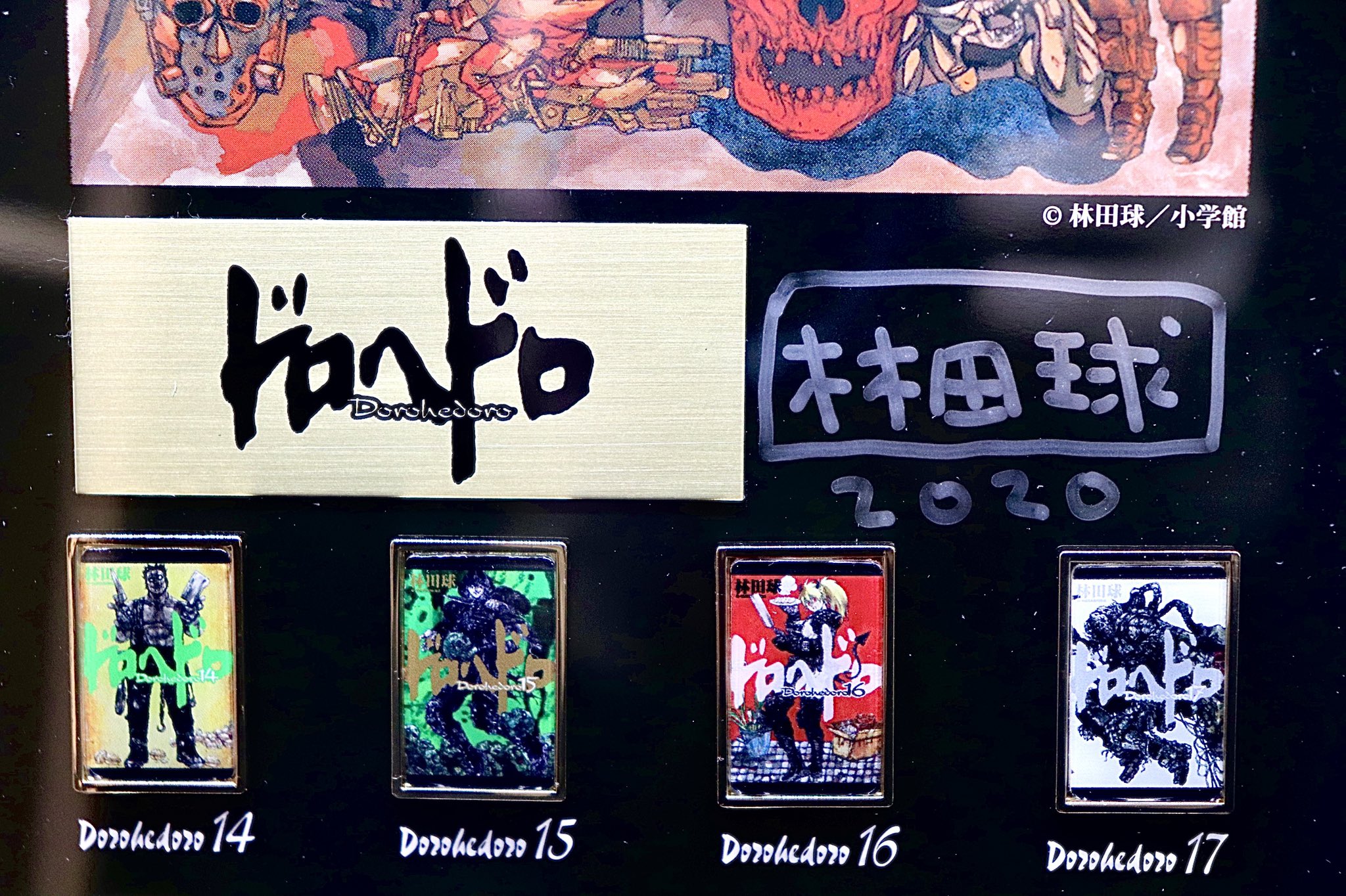 ドロヘドロ　直筆サイン　全巻　ピンズ ドロヘドロ 直筆サイン入り全巻額装ピンズセット おまけ付き