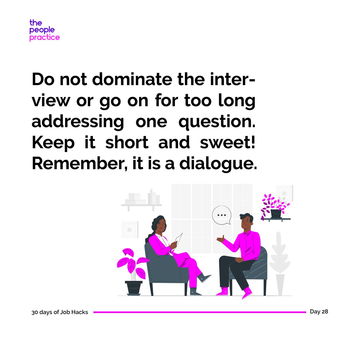 ThePeoplePract's tweet photo. It is better to pause and say ‘can I expand further’, than for them to keep asking you to stop after each question.

#Jobs
#HowToGetAJob
#30DaysOfJobHacks
#Jobsearch
#day28 https://t.co/Hn8FSYjhL5