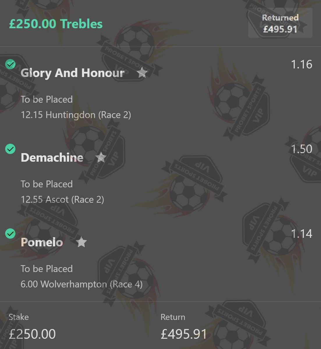 ProbetSports's tweet photo. Just check out some of our horse wins this month!!
Horse Tips are on fire 🔥🔥🔥🔥
Join VIP Today &amp; Get Involved https://t.co/pA9EM0VNfu