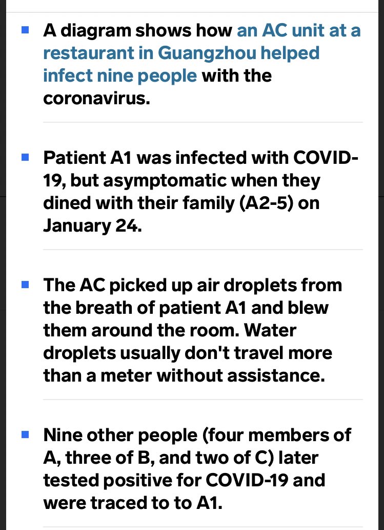 .. wall & ceiling-mounted ‘air con’ units can make it worse, by blowing virus around  2/Super-spread in restaurant in China  @businessinsider  https://www.businessinsider.com/how-restaurant-air-conditioning-gave-nine-people-covid-china-2020-4?amp