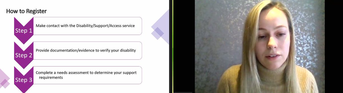 aheadireland's tweet photo. Very grateful for this comprehensive and highly informative presentation on Disability Supports within college by Clare Malone from @tcddublin. Clare has talked through the process of how to register with Disability Services and what a Needs Assessment entails. #BetterOptions2020 https://t.co/auEqBSzjLb