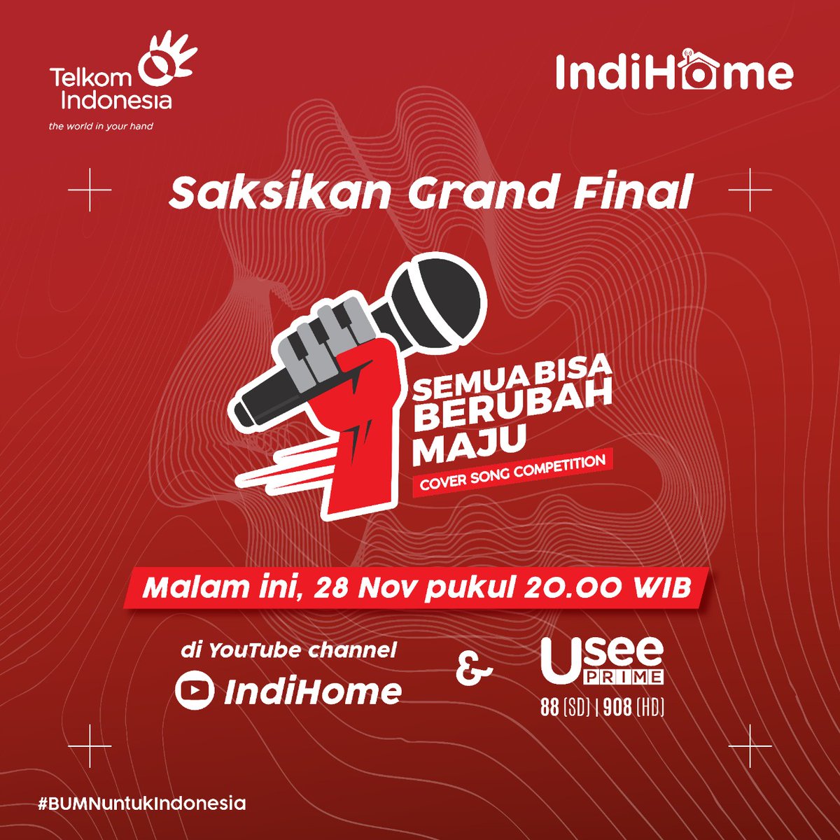 Vote jagoanmu sekarang!! Yuk saksikan tayangan IndiHome #SemuaBisaBerubahMaju Cover Song Competition Hari ini: 20.00 WIB. Saksikan melalui channel YouTube resmi IndiHome/UseePrime Ch.88SD|908HD di IndiHome TV. #SSBMCompetition