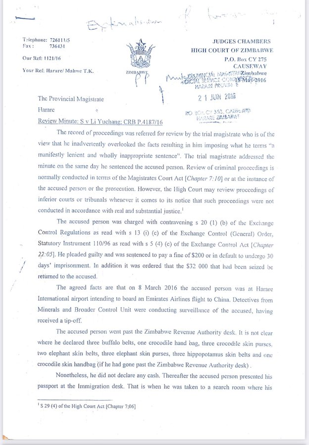 20/ Here is a review minute by Justice Msakwa on a case involving the crime of so called externalisation & yet one finds the state authorities still making references to a fictitious crime & the media vachivapembedza without question. Pages 1-4