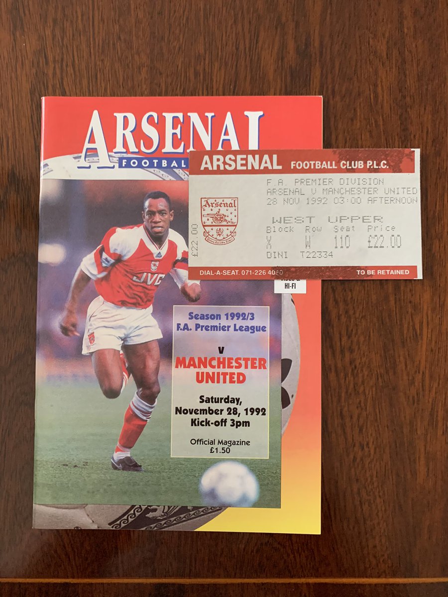 2 years to the day after that 6-2 mauling, I was back at Highbury to see United snatch a 1-0 win, with the newly signed Eric watching from the stands. 28th November 1992 is a day I will always remember. We went from Highbury straight to Heathrow to fly on to Lisbon.  #MUFC  #GGMU