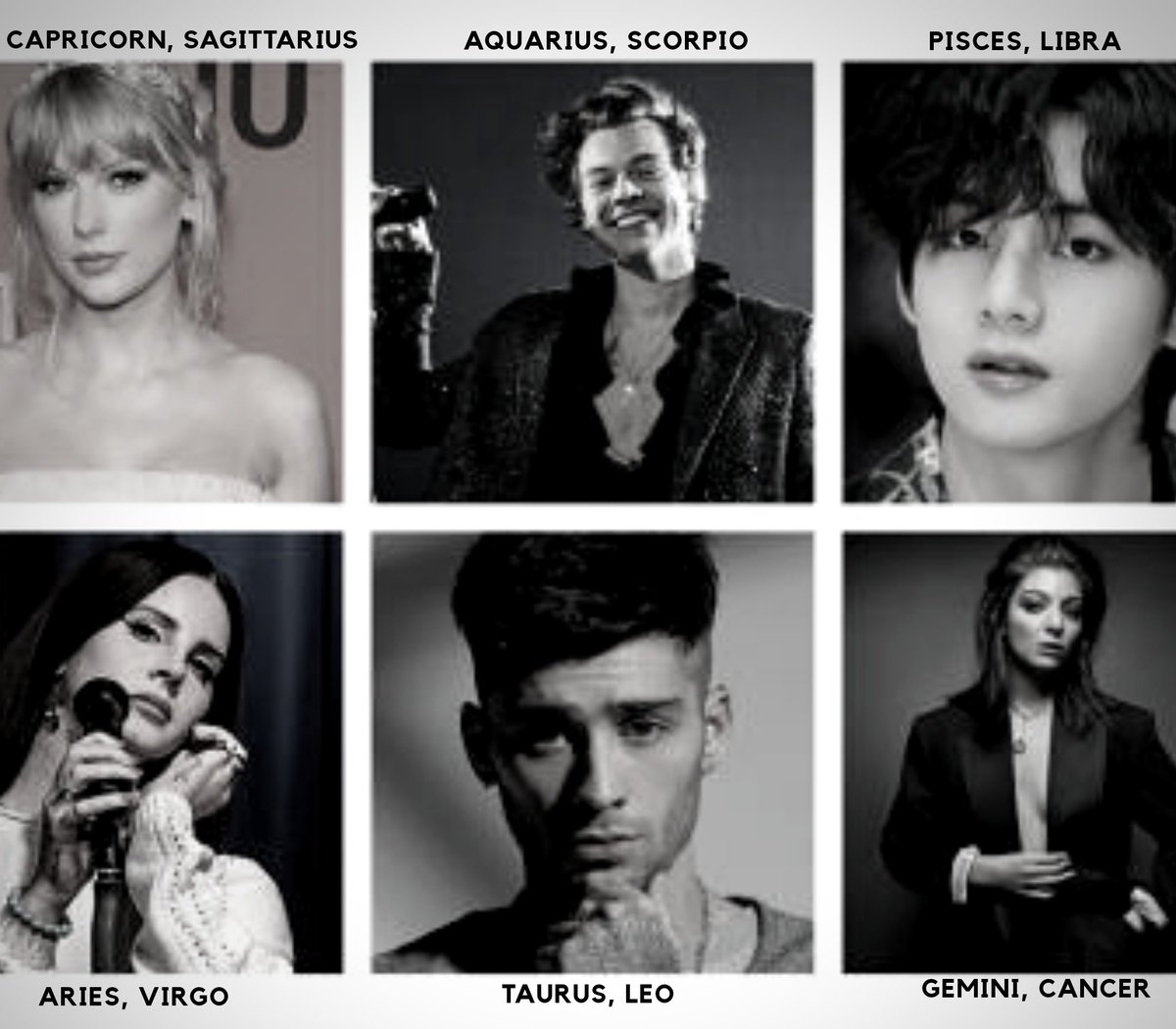 koostrous's tweet photo. Quote me your opinion on these artists on the basis of your zodiac sign without using their name and I will try to guess who it is? https://t.co/cQBK9X3azZ