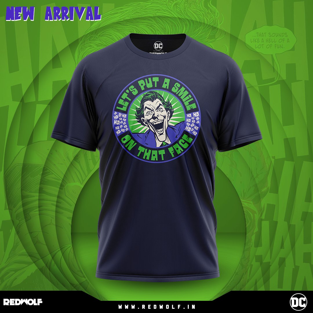 redwolfdotin's tweet photo. Show your mad love for the Joker with our latest Let's Put A Smile T-shirt! https://t.co/9xUWIzcSAi