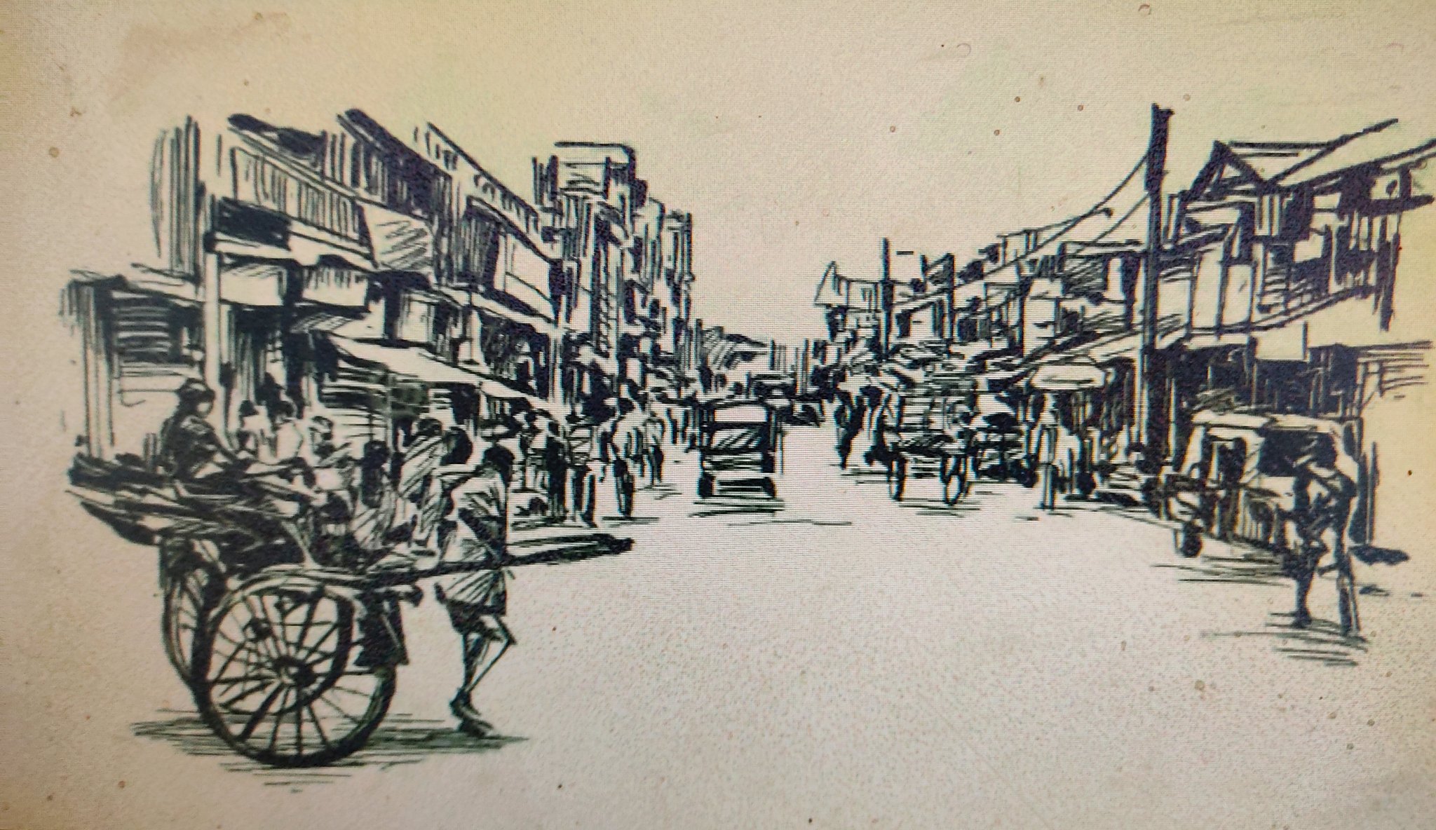Bord And Glass Fibour Kolkata Tram Pencil Sketch Size 25 X 20