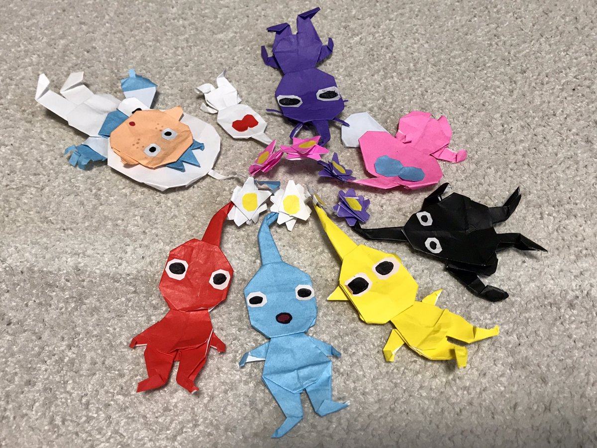 いもあん チャッピー作った と息子 何 チャッピー ピクミンに出てくるキャラクターらしい 他のピクミンにも花が咲き始めた ピクミン3デラックス3 ぴくみん 任天堂 折り紙 おりがみ Origami