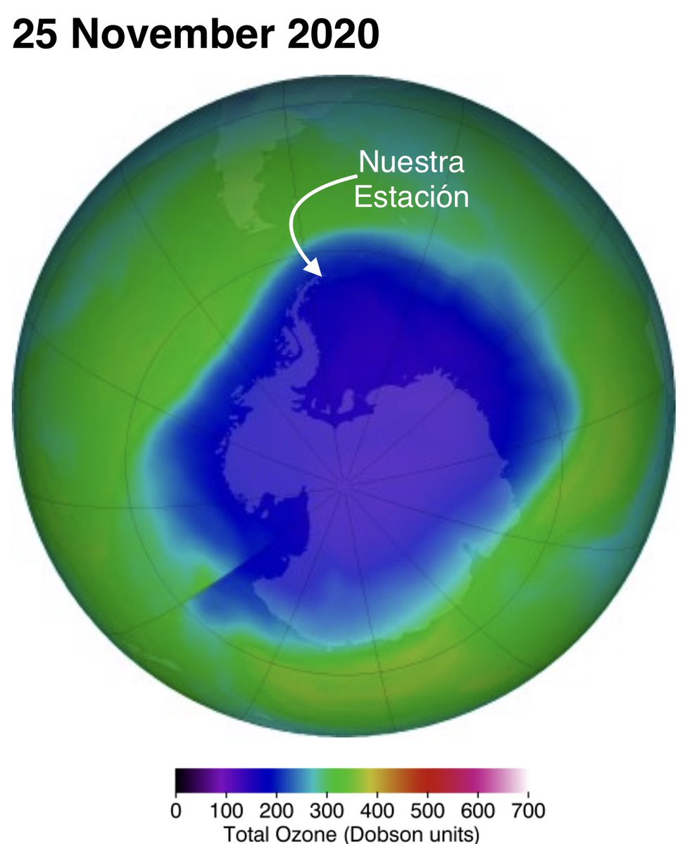 Antarcticacl's tweet photo. #AgujeroDeOzono 2020 continúa en nivel récord para la fecha; con 20millones de km2 afecta incluso extremo norte de #Antartica, donde está nuestra estación👇Agujero es causado por destrucción anómala de Ozono q ocurre en #Antartica cada año entre Agosto-Dic.https://t.co/cLLxZ51yrX https://t.co/bC1JJJojo1