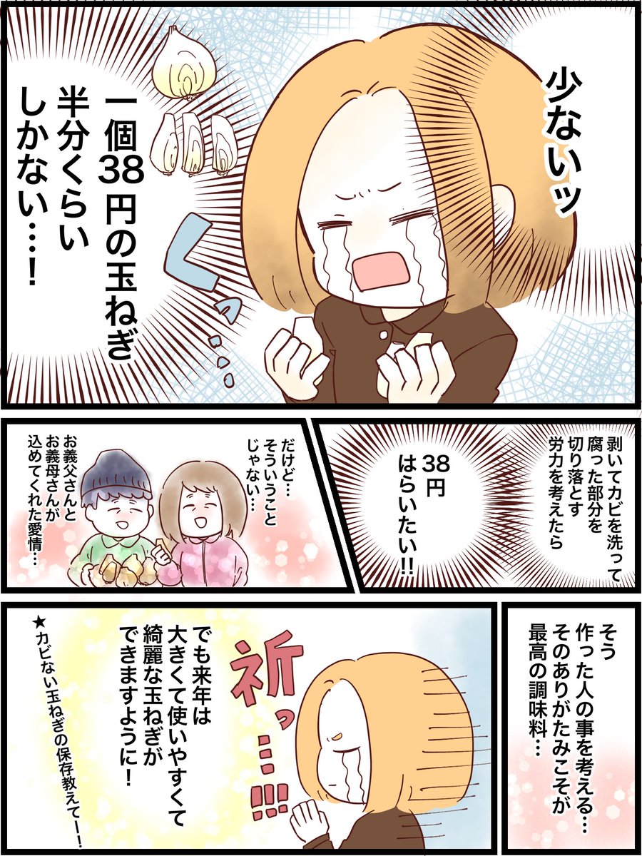 玉ねぎを剥きながら考えてた事。
#漫画 #日記漫画 