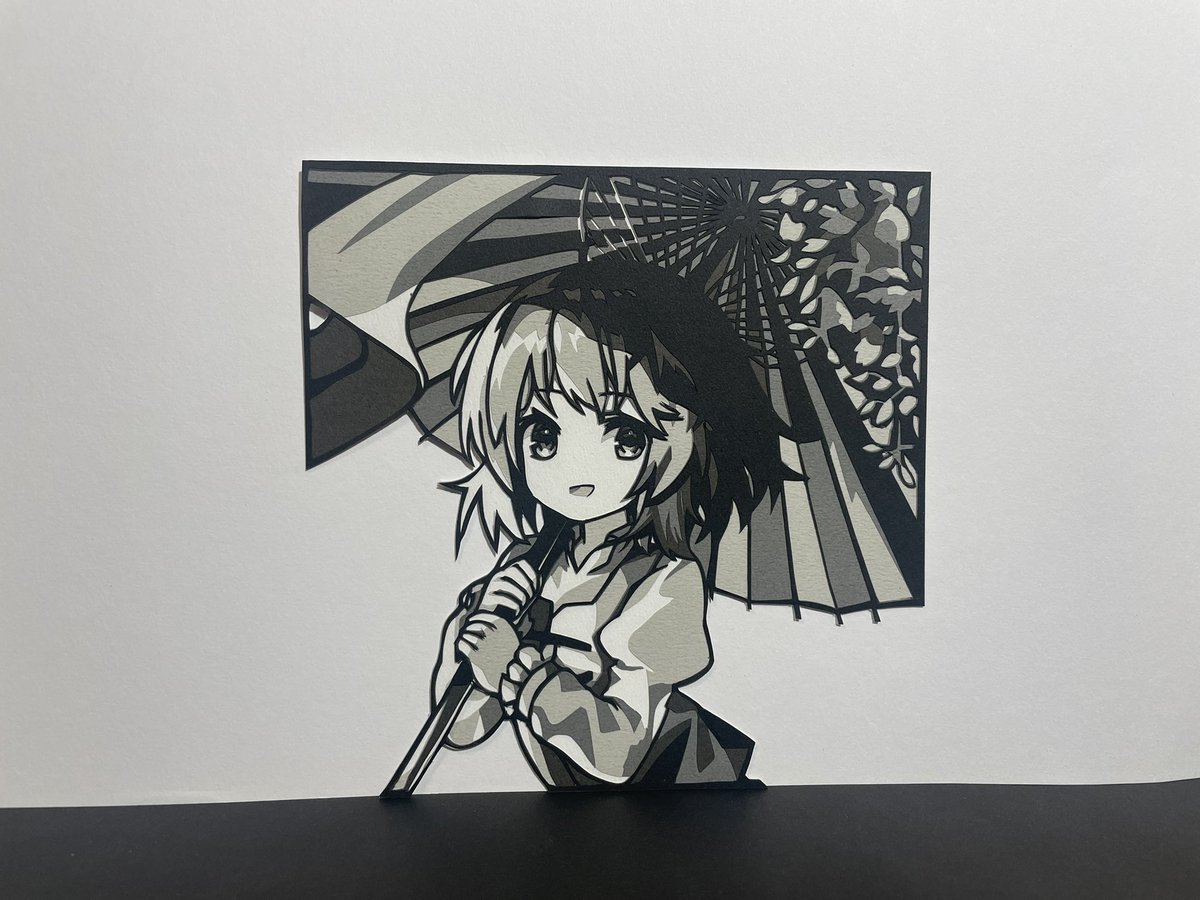 Nきゅうり 切り絵 東方 多々良小傘 今回はゆうじんさん Yuzin333 からイラストを借りました ありがとうございました 今月3作品目 モノトーン系5色を使った作品です なんだかんだで5色使うのが一番綺麗に切ることができるような気がします Nきゅうり 切り絵 東方 多々良小傘 今回はゆうじんさん Yuzin333 からイラストを借りました ありがとうございました 今月3作品目 モノトーン系5色を使った作品です なんだかんだで5色使うのが一番綺麗に切ることができるような気がします