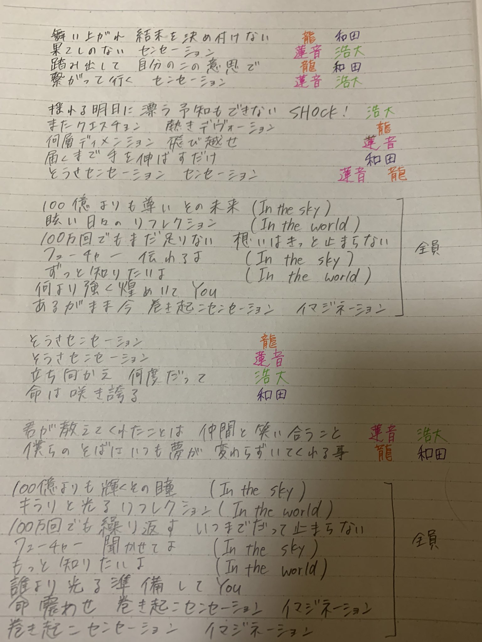 ろぴ太郎 固ツイ把握お願いします センセーション Jr Sp 歌詞と歌割り 曖昧なとこもあります どうしても手書きしたくて汚い字だけど書いた 歌詞の意味が染みてきて改めて感動した 心からのおめでとうをみんなに Jrsp センセーション ろぴ太郎 固ツイ把握お願いします センセーション Jr Sp 歌詞と歌割り 曖昧なとこもあります どうしても手書きしたくて汚い字だけど書いた 歌詞の意味が染みてきて改めて感動した 心からのおめでとうをみんなに Jrsp センセーション