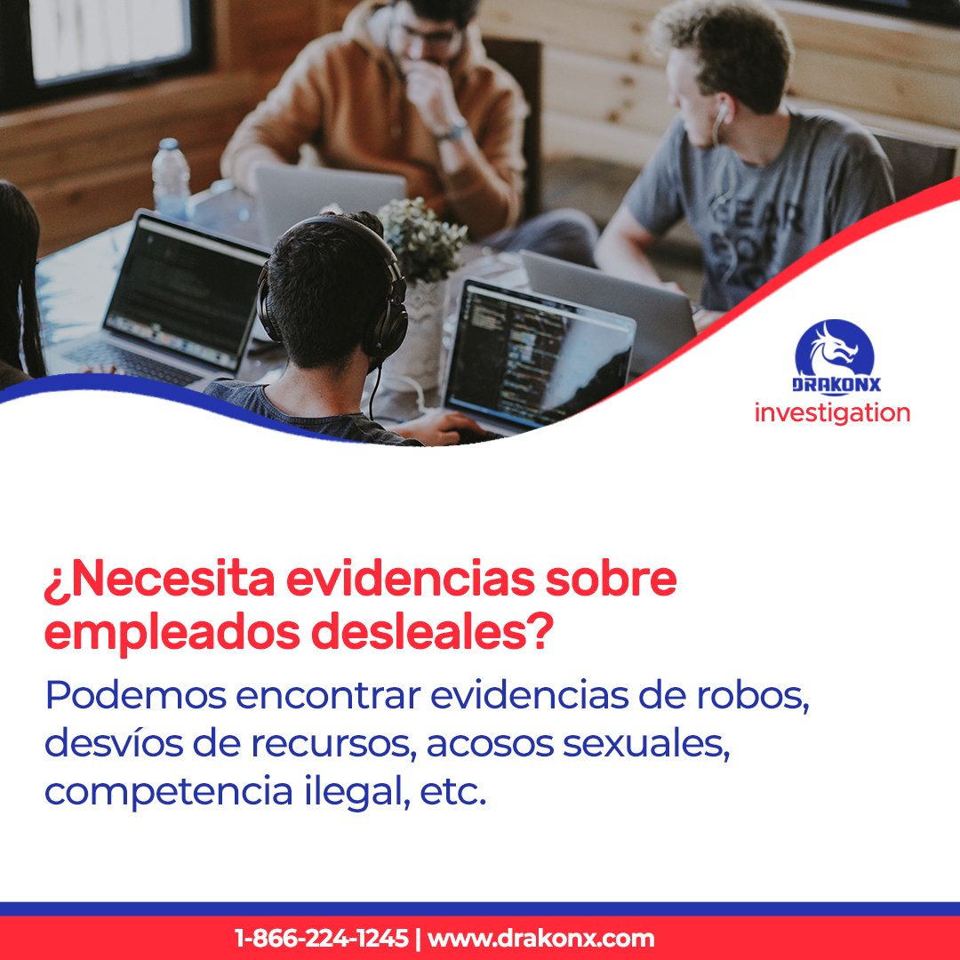 ¿Necesita evidencias sobre empleados desleales?

Podemos encontrar evidencias de robos, desvíos de recursos, acosos sexuales, competencia ilegal, etc.

Contáctenos hoy. La consulta es gratis!

1-866-224-1245 | drakonx.com
.
#drakonx #investigations #evidence #disloyal