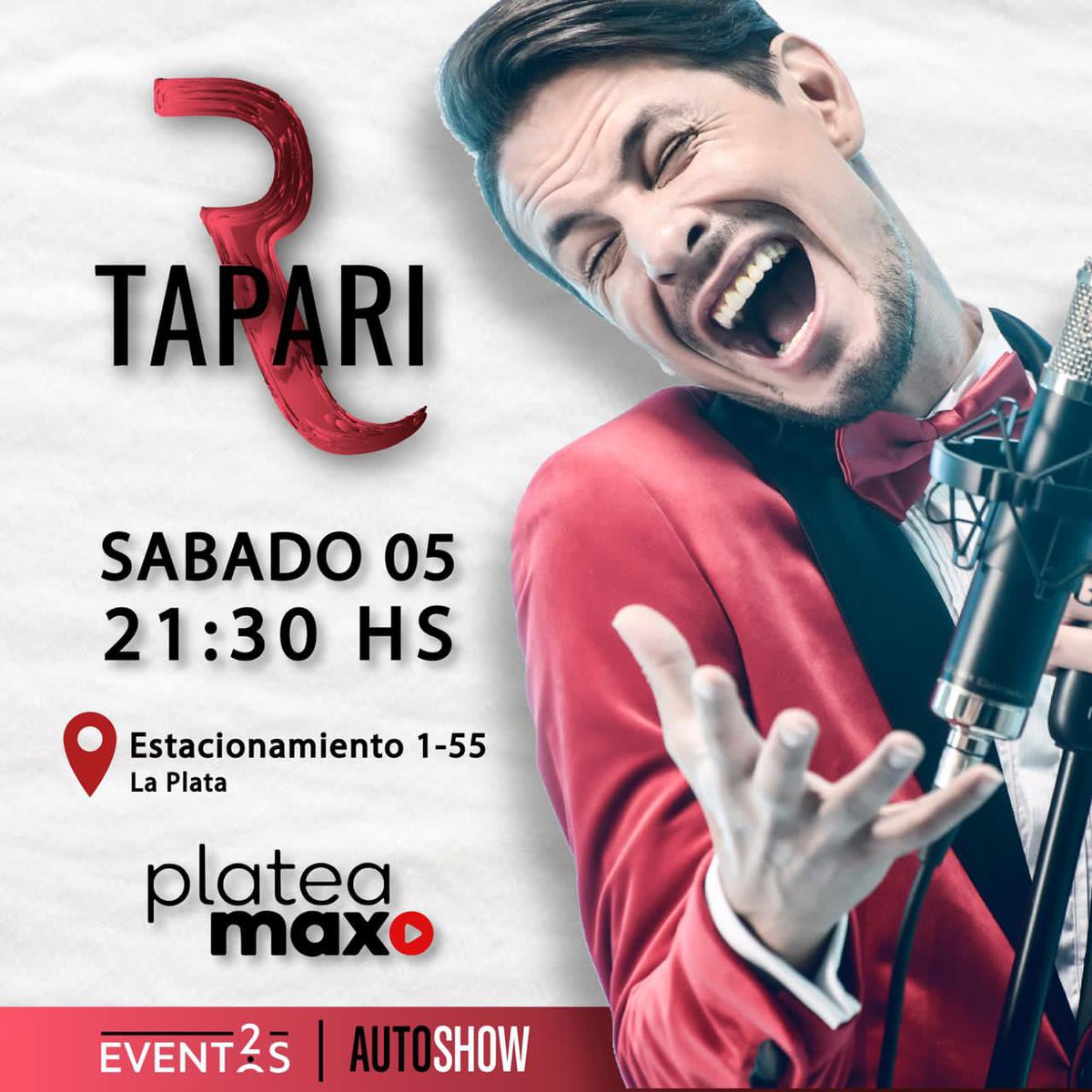 RTapari's tweet photo. LA PLATA!!! AUTOSHOW!!! Felices de anunciarles que el próximo sabado estaremos brindando nuestro show en vivo con toda la banda!!! Adquirí tus entradas 🎫 @plateamax.
🔴Predio: Cochera del Club Estudiantes de la plata!!! Calle 1 y 55, La Plata.
#show #showenvivo #autoshow https://t.co/CkgKYMuGWf