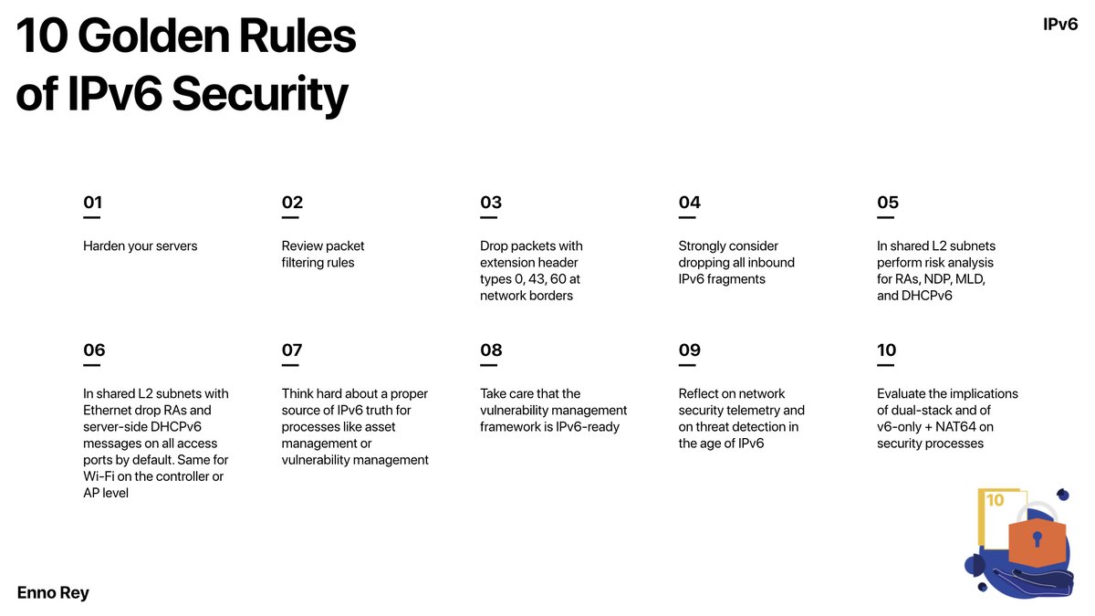 Enno_Insinuator's tweet image. IPv6 Security Best Practices
theinternetprotocolblog.wordpress.com/2020/11/28/ipv…