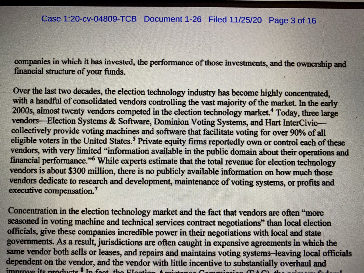 The Gist:Nearly 1/3 of the 30ish affidavits talk about the Dominion machines — in Georgia, Pennsylvania, and Venezuela.Most of those look like boilerplate language from aggrieved industry competitors seeking to thrust clout in Congress for monopoly-busting: