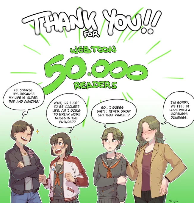 Thank you so much!!!!!!!! It's an important milestone to reach ?♥
Also part 1 is ending soon, so if you want to binge-reading it in one go, now it's the right time? 