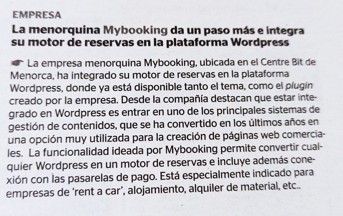 Hoy en la prensa local. Muy contentos de sacar este proyecto adelante desde este pequeño paraíso del Mediterráneo