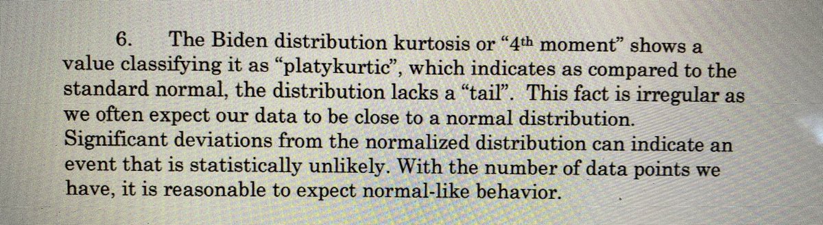 Another affidavit batch deals with experts who attest system vulnerabilities, but seem to lack real evidence beyond conjecture as informed by outside analysis.One of these is a crazy damn thing about “kurtosis” and “platykurtic” things and how “the distribution lacks a ‘tail’.”