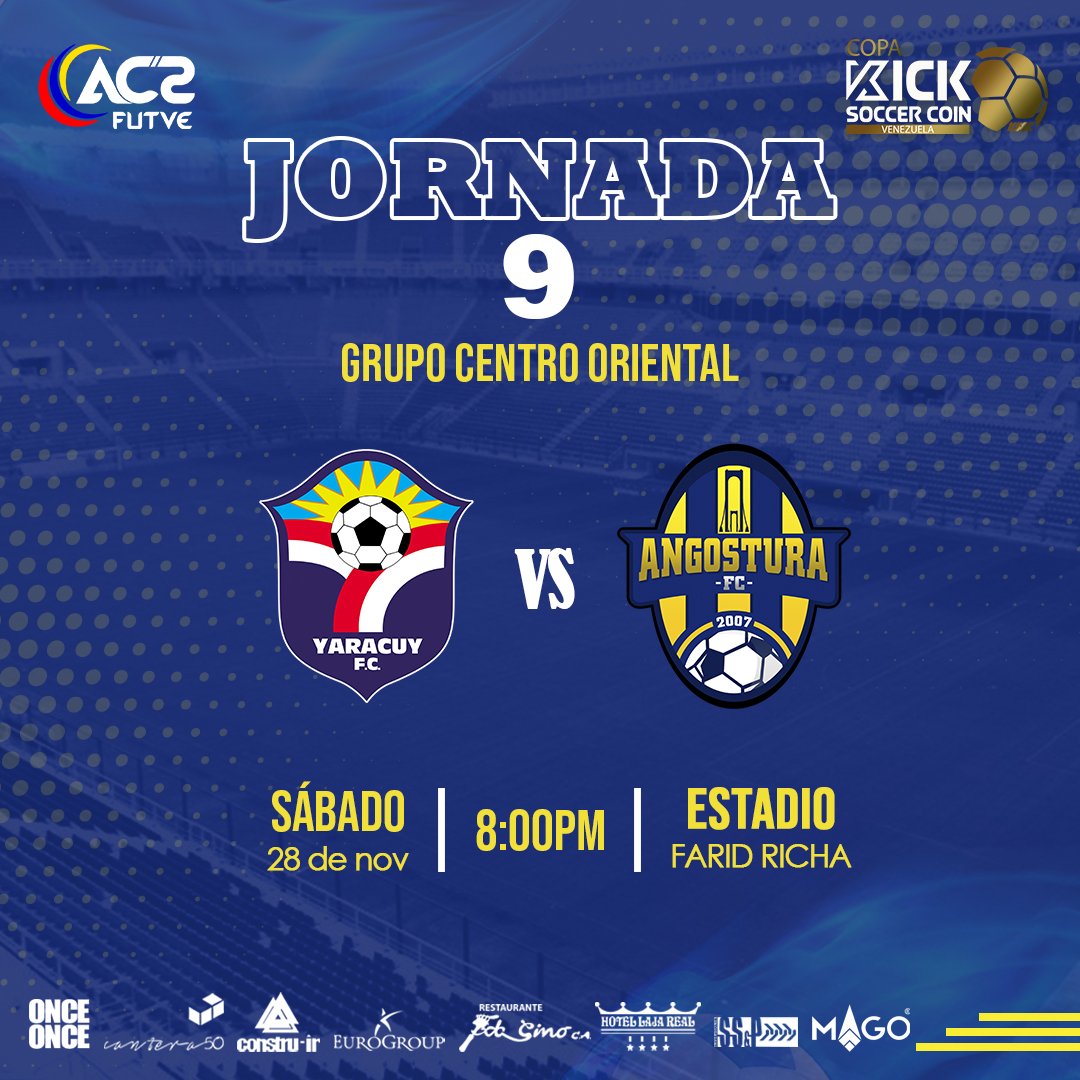 TuAngosturaFC's tweet photo. 🔸️DÍA DE PARTIDO🔹️
🏆 #KickSoccerCoin
🆚 @YaracuyFC
📅 28/11/2020
🕖 8:00 p.m
🏟️ Estadio Farid Richa
📺 En Vivo por @meridianoonline
📱🖥 AC2 Venezuela (Youtube).
#VamosAngostura 🌉🇺🇦
#SomosCiudadBolivar🥁 https://t.co/6djtQxaTd4