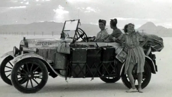 From 1935-42, Darlene and her pals traveled tens of thousands of miles on annual road trips in the simple but sturdy T; twice circumnavigating the Great Lakes, exploring the West, the NY World's Fair, and stopping to say happy 75th birthday to Henry Ford. My kinda dames.