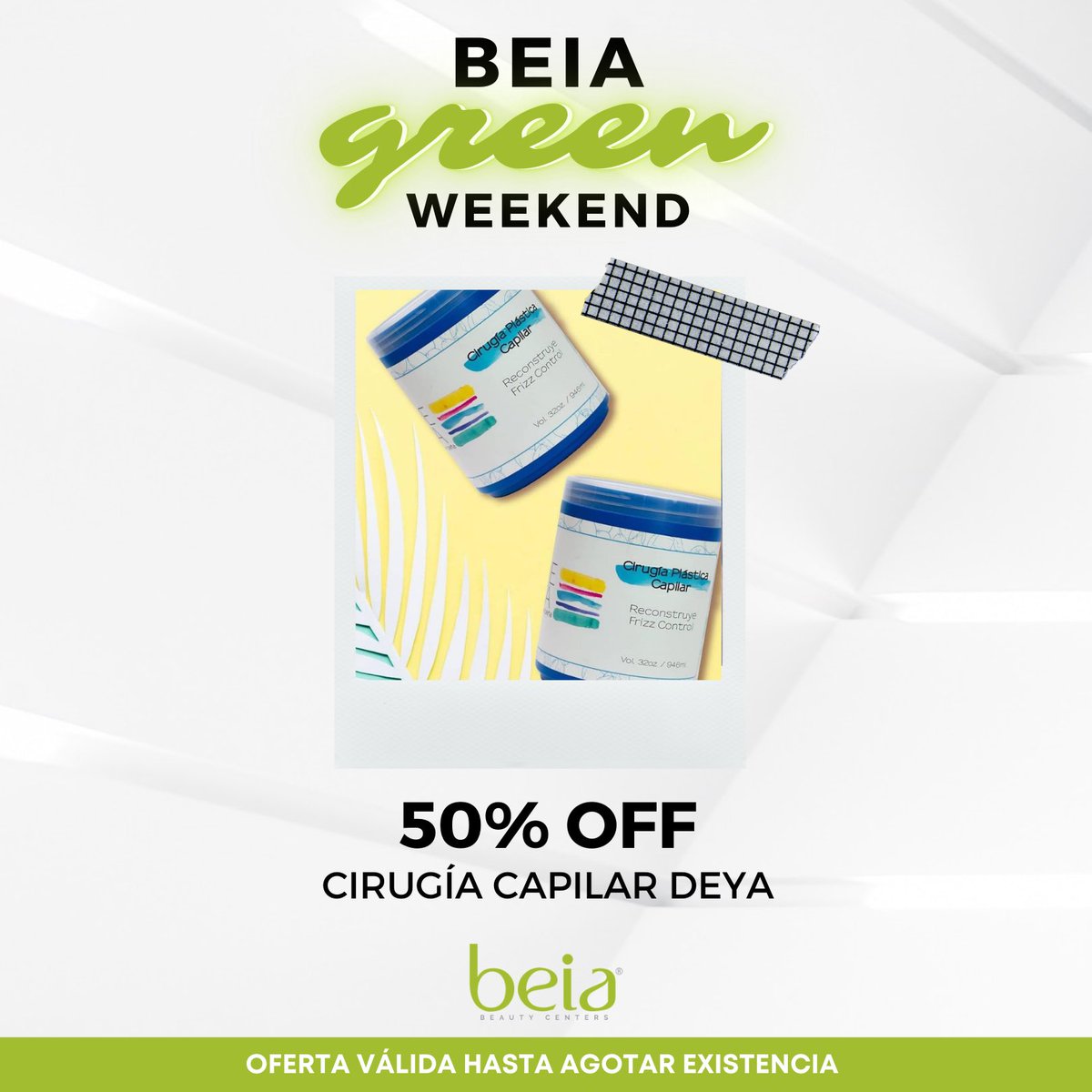 Beiabeauty's tweet photo. Por todo el fin de semana las ofertas que más amas continúan hasta agotar existencia 🙋🏼‍♀️. 50% OFF en la Cirugía Capilar de DEYA y el Colágeno DEYA. Comunícate con nosotros y agenda tu cita, nuestro #beiateam espera por ti 

#beia® #bellezasostenible #wedobeauty #customerexperience https://t.co/nZcXoYndqB