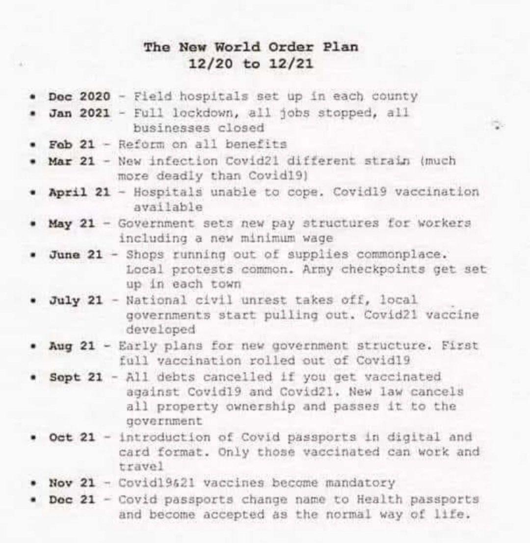 ⚫ 2021 سنة قلب نظام الأرض 

1️⃣ فعلا أنهم جادون هذة المره لتغيير طبيعة حياتنا كليا وذلك حسب جدول زمن...