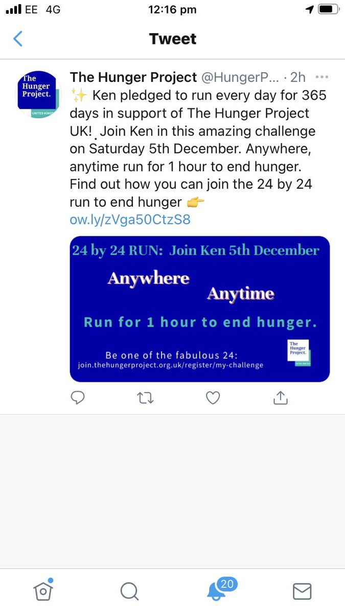 Join me &amp; my team next Saturday 5/12 from anywhere and st anytime and run for just 1 hour and help end hunger by raising upto £365! Register here join.thehungerproject.org.uk/fundraisers/Ru…