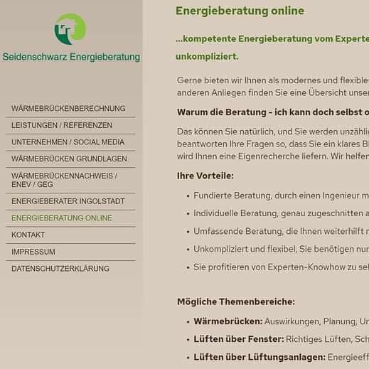 NEU: ENERGIEBERATUNG ONLINE via Audio-/Videochat

Individuelle, fundierte Beratung zu Ihren Interessen und Anliegen - mehr dazu hier: seidenschwarz-energieberatung.de/ENERGIEBERATUN…