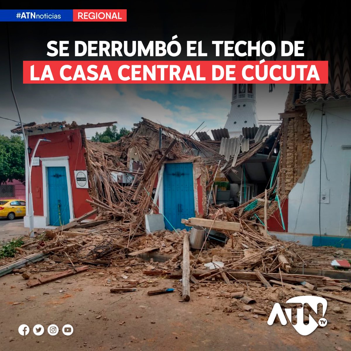 atntelevision's tweet photo. #Regional ➟ Así quedó el reconocido establecimiento, ubicado en la calle 13 con avenida 4, del centro de la ciudad de #Cúcuta, luego de que el techo se viniera abajo.

El hecho se dio debido a las fuertes lluvias. Afortunadamente el local estaba cerrado y no hubo heridos. https://t.co/e7PJ7vtj0q